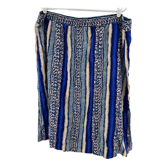 Vintage Kathie Lee rayon skirt plus size knee length blue beach coastal 26w - Picture 2 of 5